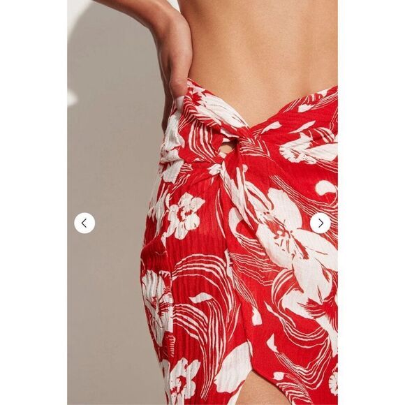 Faithfull the brand lulu size 4 red & white floral women’s zip back maxi skirt - Picture 4 of 13